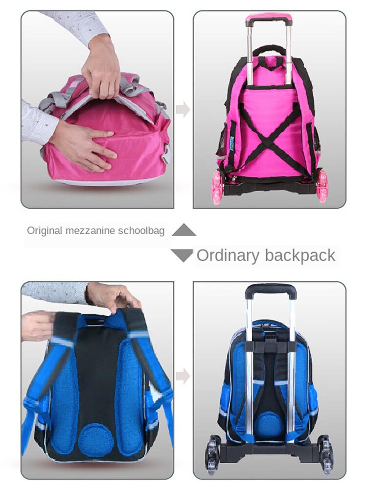 B-LIFE Trolley Cart for School Backpack Folding Hand Truck Solid Construction Utility Cart for Luggage