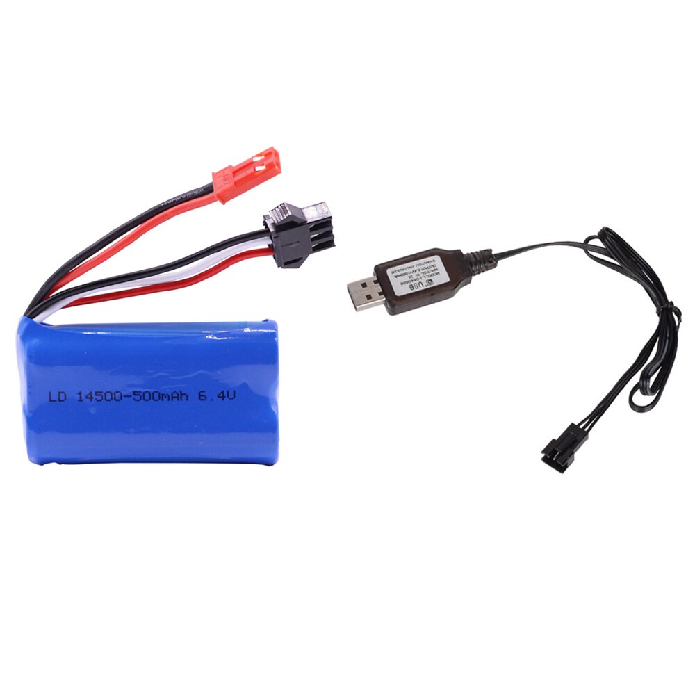 14500 500mah 6.4 v li-ion bateria com carregador usb para wltoys 18401/18402 rc veículo fora de estrada 6.4 v para rc brinquedos carros turcks barco: Ouro / Dourado