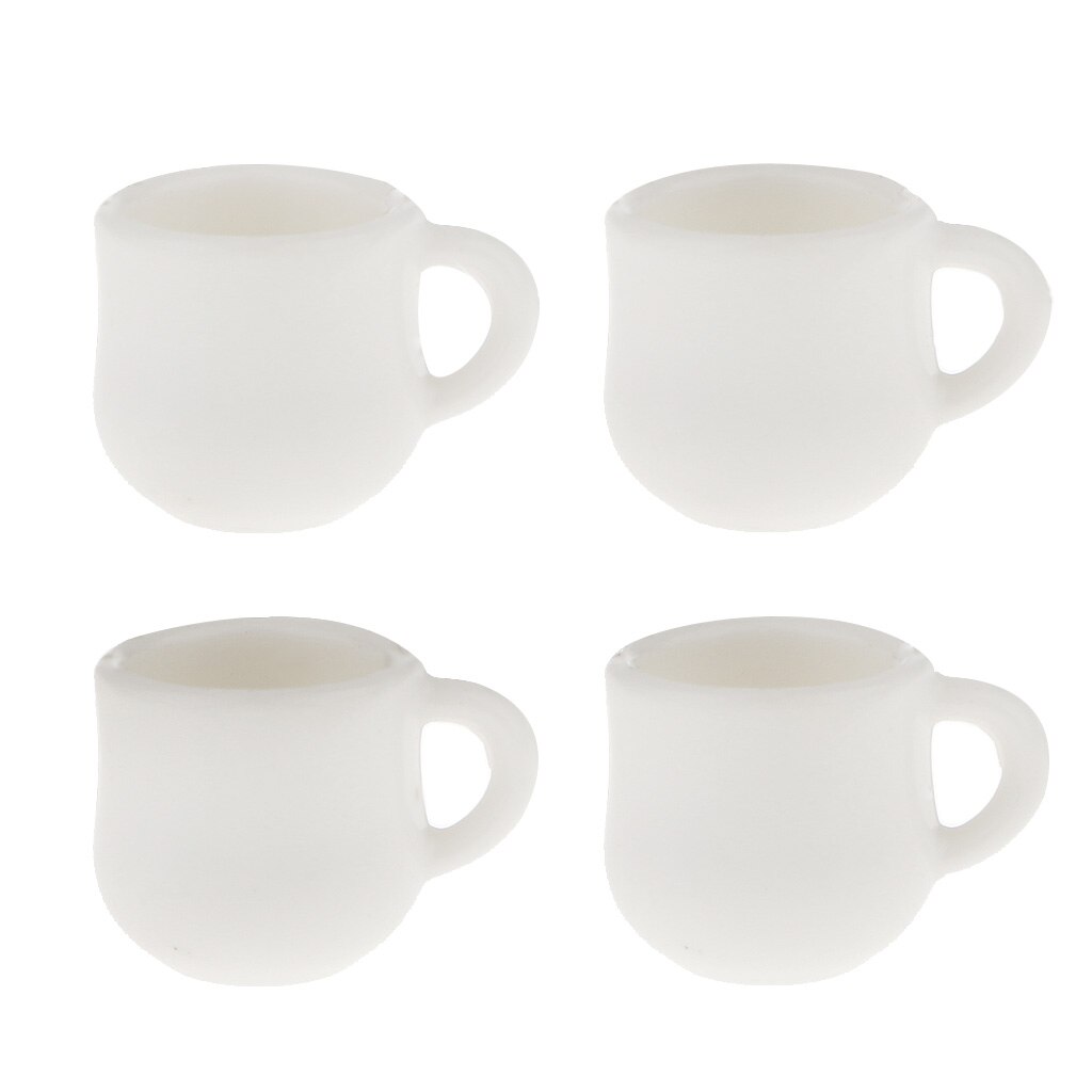 Pack of 4pcs 1:12 White Coffee Tea Cups Dolls House Miniature Home Table Ornament