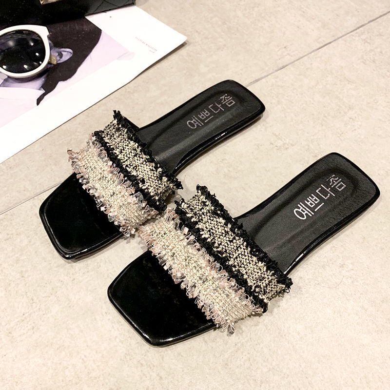 Mode Vrouw Sandalen Zomer Schoenen Gladiator Strand Sandalen Zwart Wit Platte Hakken Mule Sandalen Slippers Maat 35-40