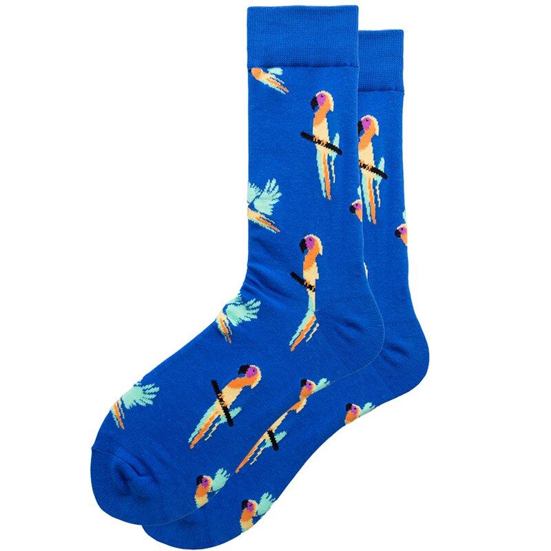 1 par Otoño Invierno divertido Unisex hombres arte calcetines algodón dibujos animados Animal queso ratón pájaro cerveza sello geométrico novedad divertida calcetines: 14