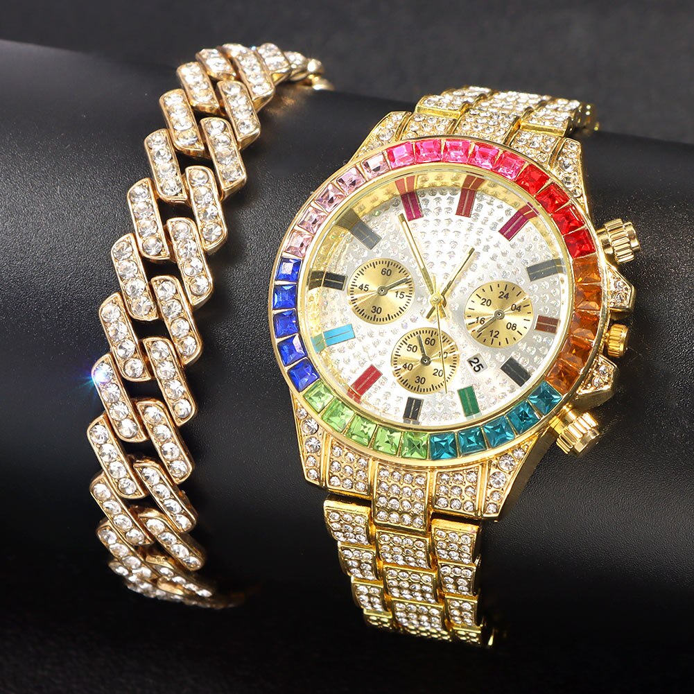 Reloj mujer bling full strass klocka lyx strass rund kvarts armbandsur armband dam & #39 ;s klockor klocka: W000901 gdc 011101gd