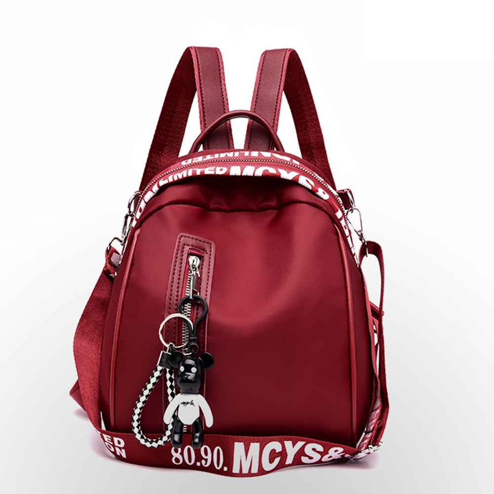 Kvindelig anti-tyveri rygsæk klassisk bjørn ornamenter oxford klud ensfarvet rygsæk rejse rygsæk taske