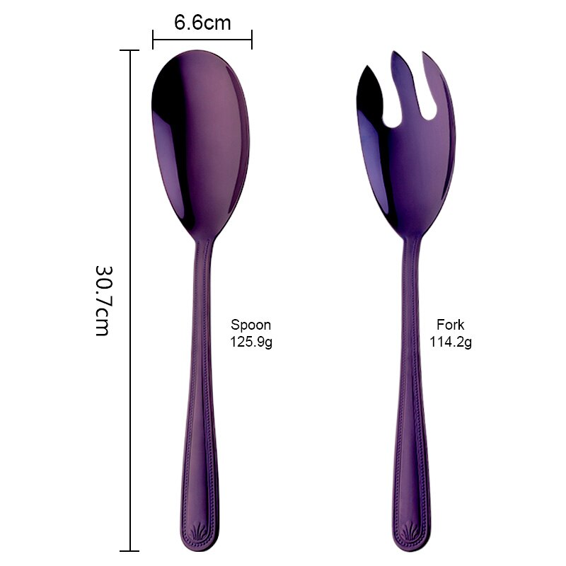 Stainless Steel Tableware Spoon Fork Home Hotel Restaurant Salad Spoon Kitchen Restaurant Tool Set Autonomous Public Tableware: Purple