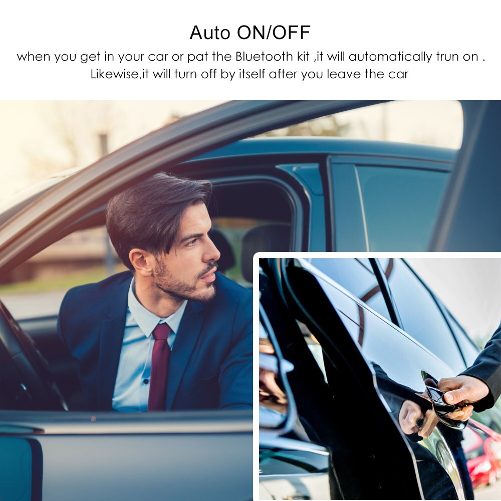 Handfree Bluetooth Car Kit MP3 Player Bluetooth 4.1 EDR Siri Car Bluetooth Handsfree Kit Support 7 Languages 2 Phone Auto On&amp;OFF