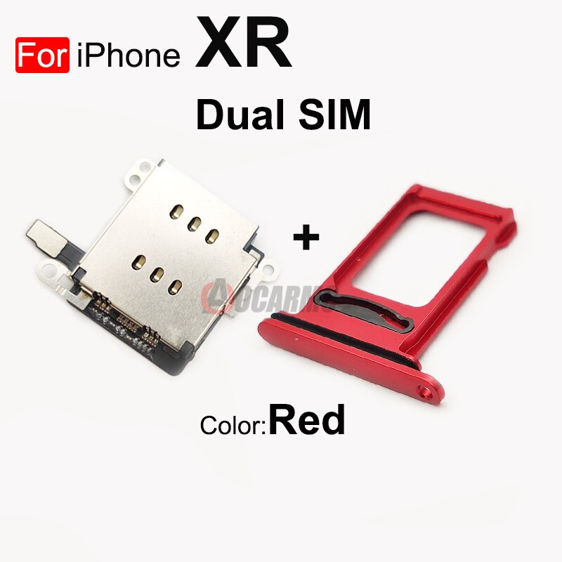 Aocarmo 1Set Voor Iphone Xr Dual Sim Card Reader Flex Kabel + Sim-kaart Lade Houder Slot Adapter Reparatie deel