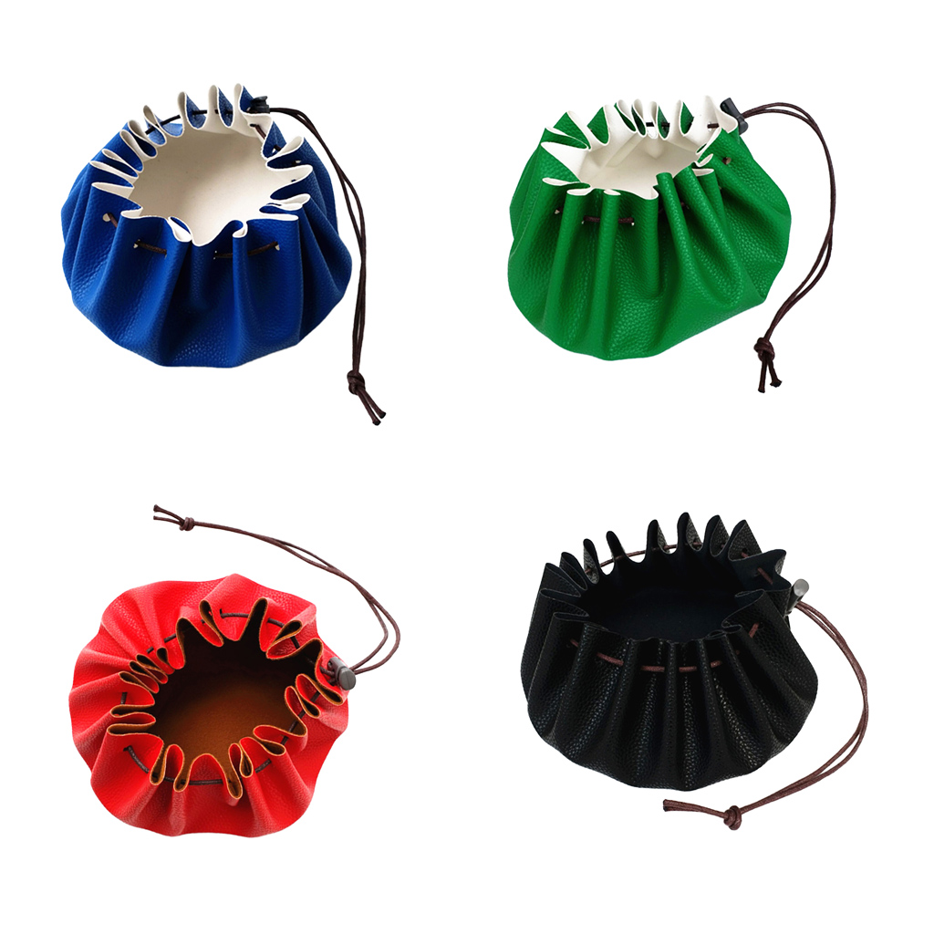 Portable 15'' PU Leather Drawstring Storage Pouch For Tinder, Foraged Edibles,