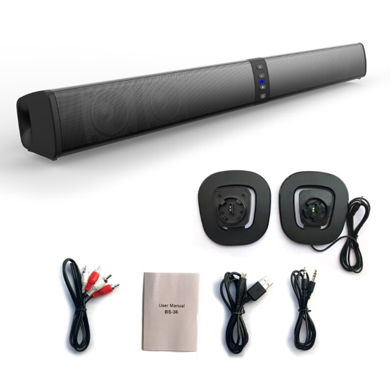 20W Draadloze Bluetooth Compatibel Soundbar Stereo Speaker Subwoofer Muziekspeler Voor Tv Home Theater Surround Verwijderbare Speaker