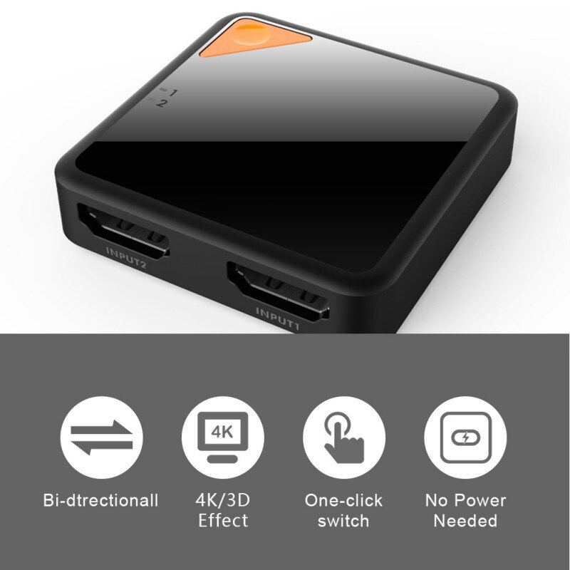 Vedio High Speed Screen Splitter 2 In 1 Out Bi Direction HD 4K Port Home Office HDMI Switcher Sharing Monitor Plug And Play