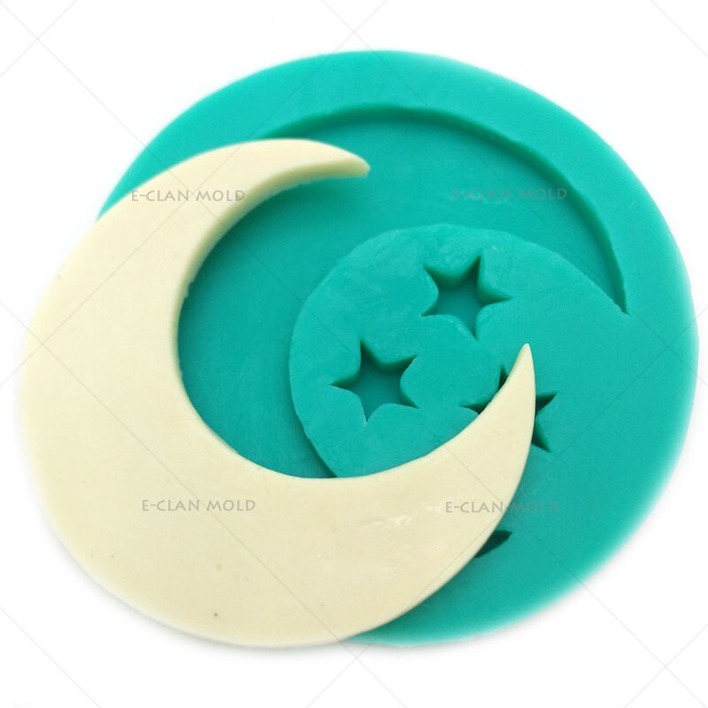 Bakvormen Maan En Sterren Ramadan Decoratie Silicone Mold Moslim Fondant Chocolade Vorm Voor Cake Decorating Eid Fondant F0625YL