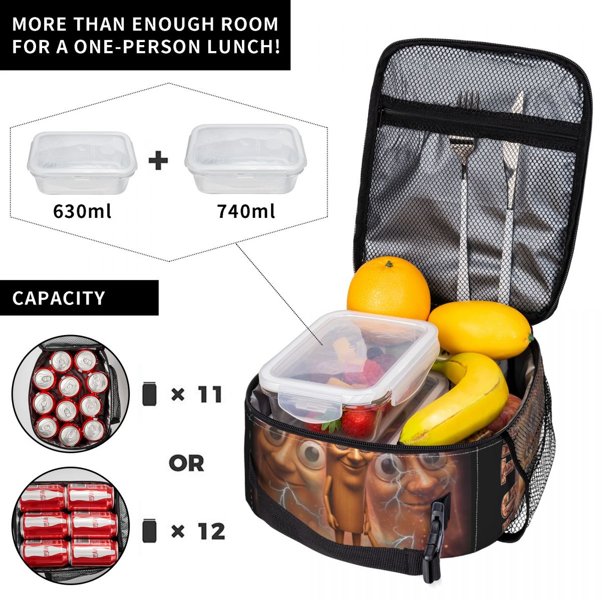 Tung Tung Tung Sahur Italian Brainrot Meme Insulated Lunch Bag Food Container Bags Portable Thermal Cooler Lunch Boxes