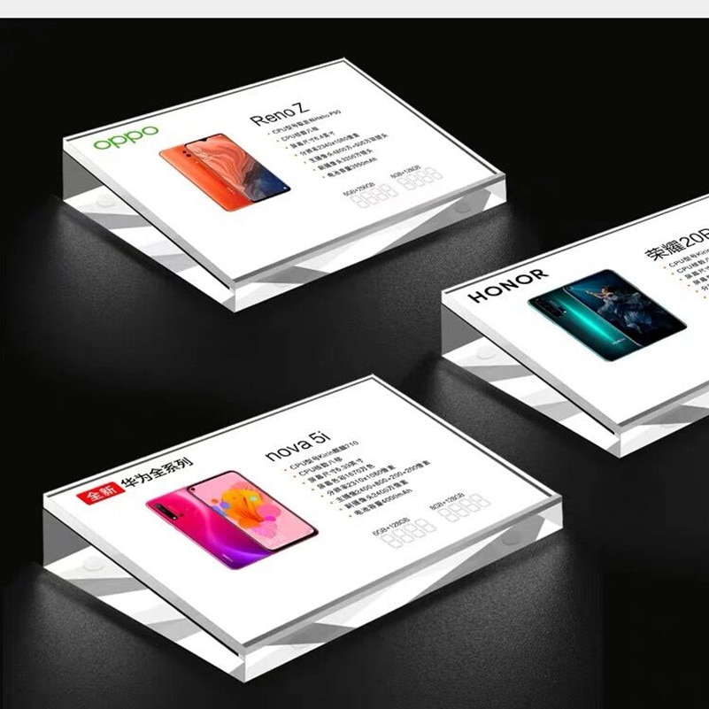 A4 Tabletop Beveled Square Acrylic Sign Holder Stand Mobile Cellphone Price Tag Advertising Picture Display Stand Frame