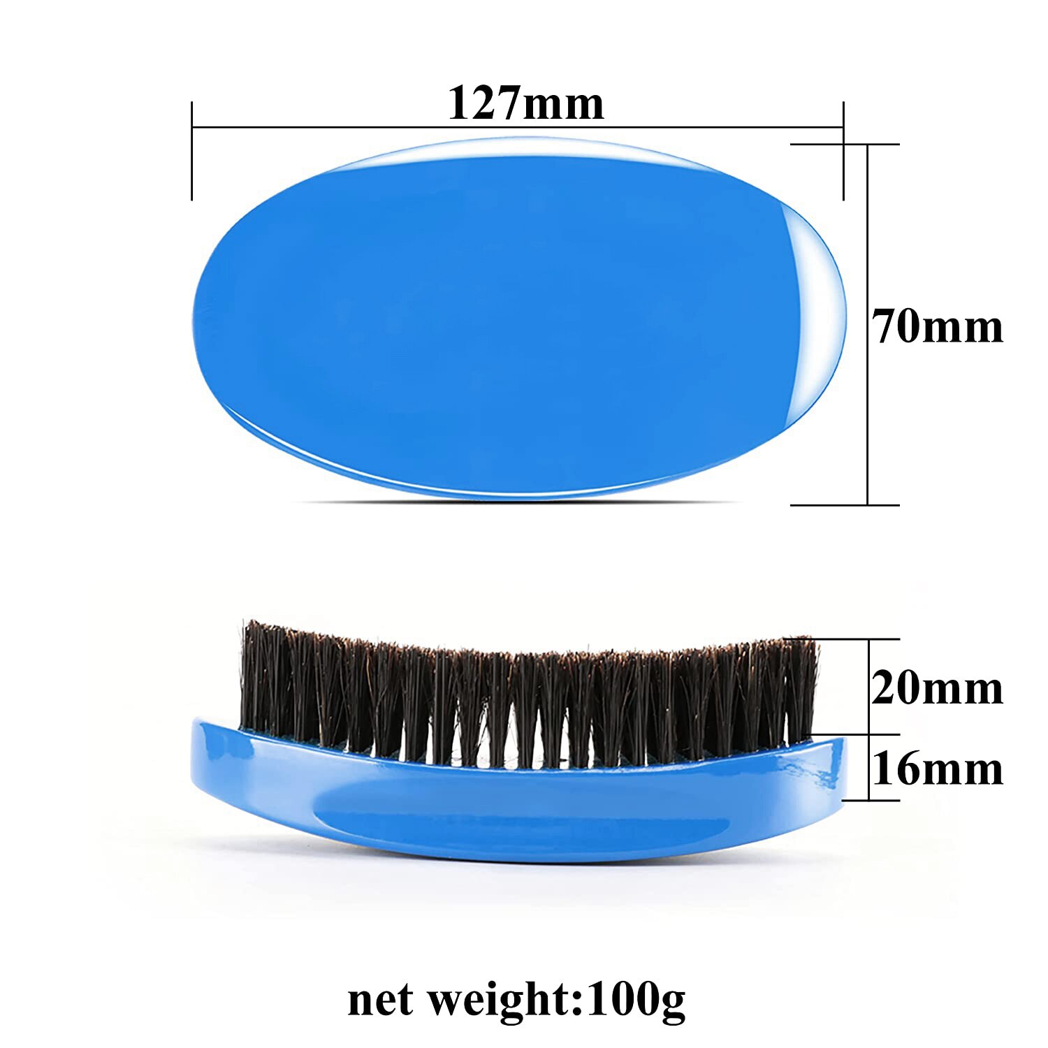 Blue 360 Wave Brush Afro Men's Comb Hair Brushes for Black Short Hair Wooden Handle Wild Boar Bristles Hard Medium