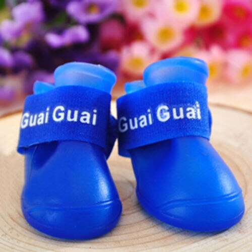Huisdieren Hond Snoep Kleuren Laarzen Waterdicht Beschermende Rubber Pet Rain Schoenen Laarsjes: Blauw / L