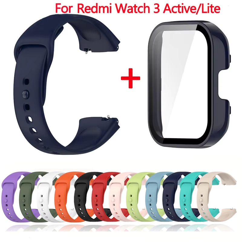 Silikonarmband + Hülle für Xiaomi Redmi Watch 3 Active Band Smartwatch Zubehör Sportarmband für Redmi Watch 3 Active/Lite Case
