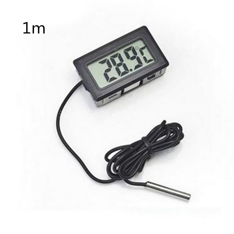 Junejour Digital LCD Thermometer Temperature Gauge Aquarium Thermometer with Probe: black wired 1M