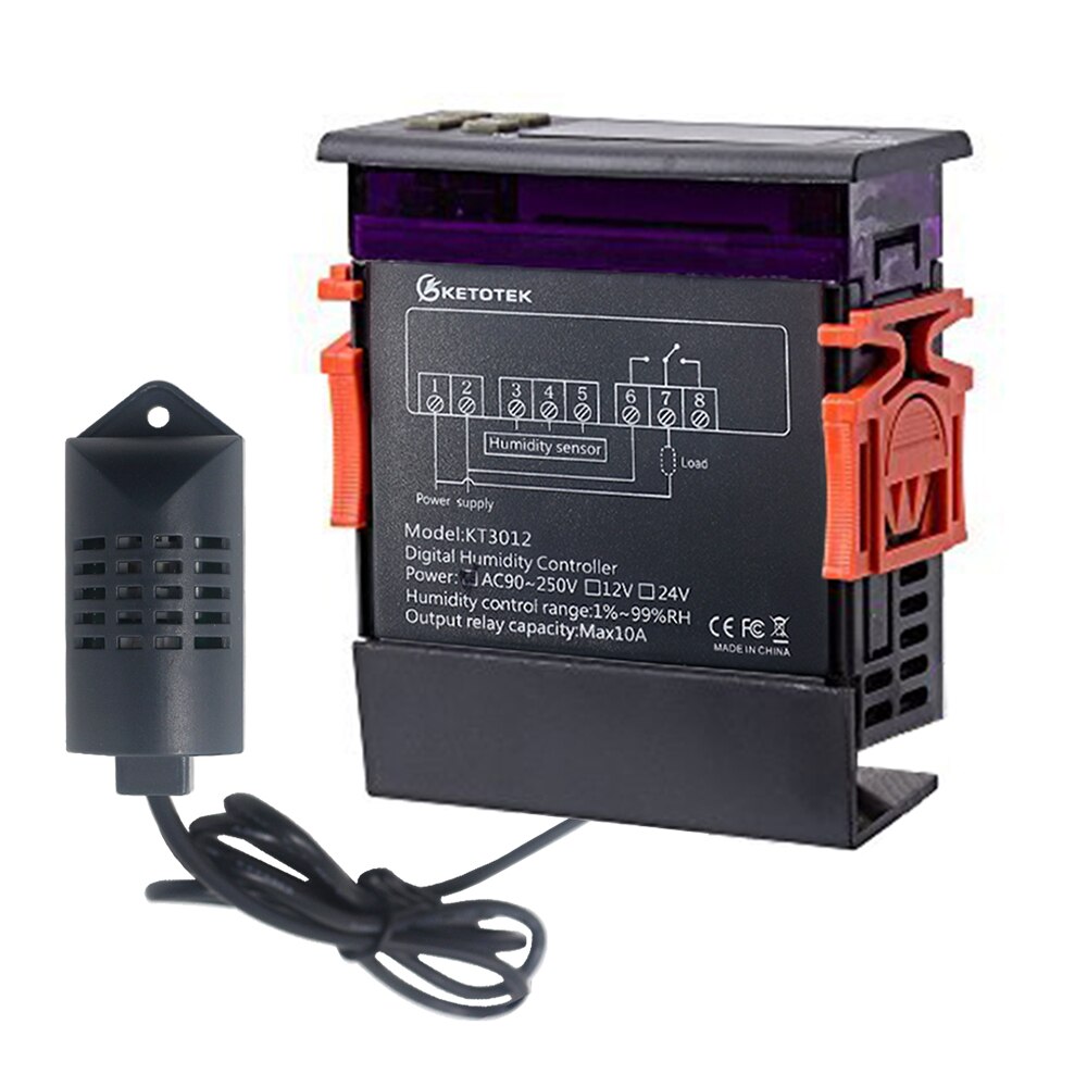 1% ~ 99%RH Digital Humidity Controller Red Led Display 220V 12V 10A Hygrometer With Humidity Sensor PU Delay Protection Function