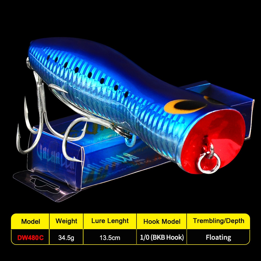 Popper Fishing Lure Bait Weights13.5CM 34.5g Hard Bass Fishing Tackle Topwater Lure Pesca Whopper Trolling Articulos De Pesca