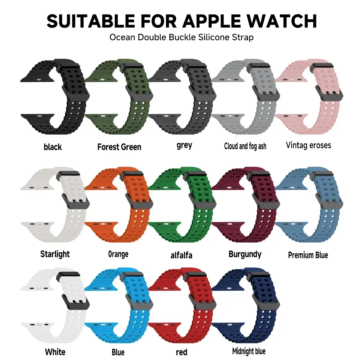 Band voor Apple Watch Ultra 2 49 mm 45 mm 44 mm 42 mm 38 mm 41 mm 40 mm Siliconen Oceaanriem voor iWatch-serie 10 9 8 7 se 5 4 3 Correa