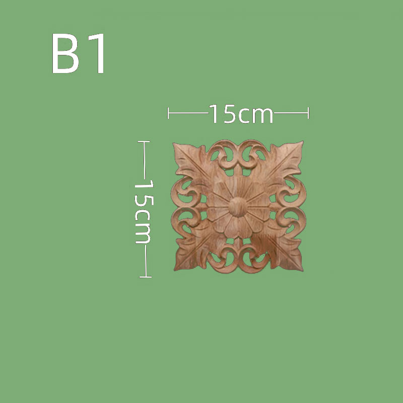Accessori per mobili intagliati in legno in stile europeo - Sculture cave quadrate in legno massello per porte dell'armadio, cucina e decorazioni per la casa: Di Colore Giallo chiaro