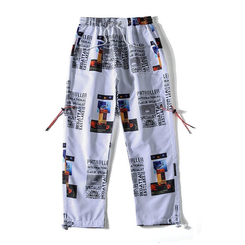 Streetwear Joggers Mannen Hip Hop Enkellange Broek Heren Lente Herfst Casual Printing Joggingbroek Heren Harembroek: WHITE / M