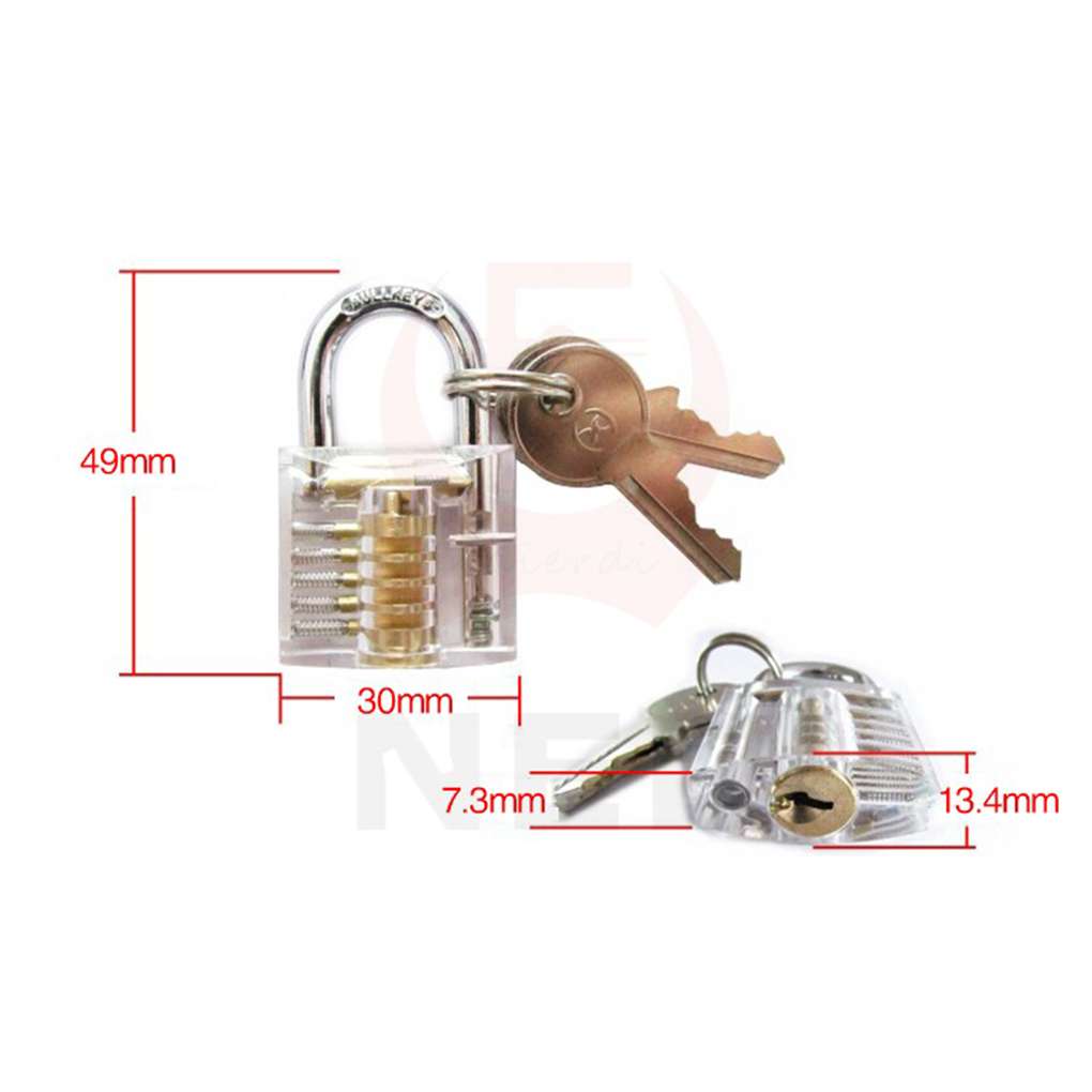 Transparent Padlock With Visible Cut Surface Mini Locks Drawer Wardrobe Cabinet Furniture Hardware Accessories With Two Keys