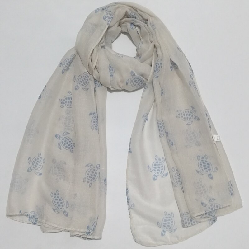 Bufanda Animal bufanda nueva Primavera Pañuelo de viscosa para mujeres tortuga de mar imprimir chales y bufandas: Beige