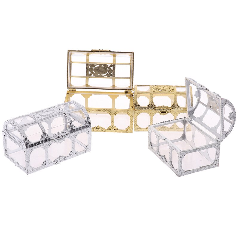 Boîte à bijoux, trésor du bibelot de l'organisateur Transparent Mini coffre de rangement pour la maison, objets de collection, maquillage de bureau en bonbons boîte à bijoux Pirate