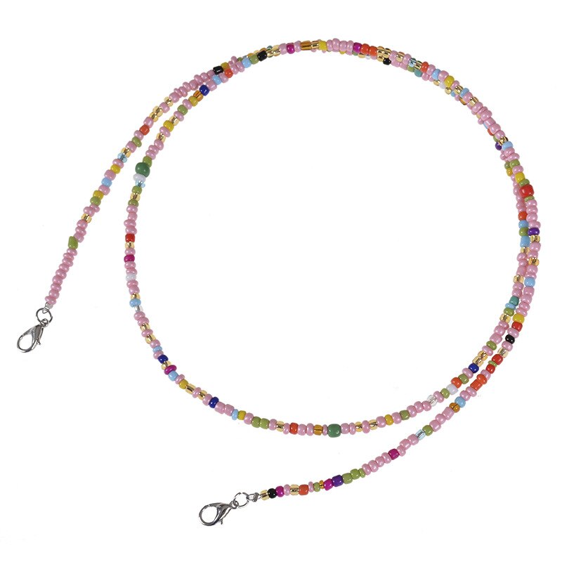 10 pcs various rainbow color mix mask glasses minit beads lanyard hanging neck anti-dropping＆lost double buckle unisex necklace: type  7