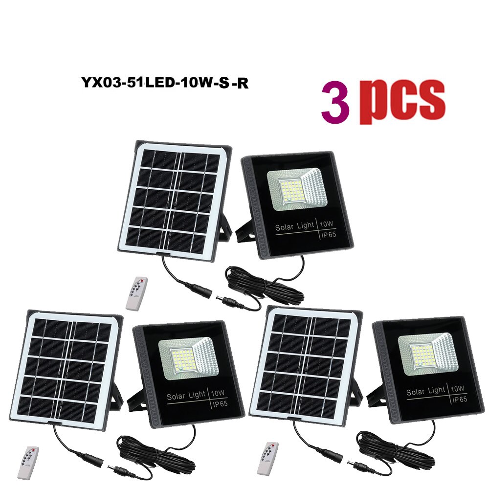 LED Solar Light Outdoor Wireless Solar Powered garden street Wall lamp seperable Panel security night light floodlight spotlight: remote 51led-3pcs