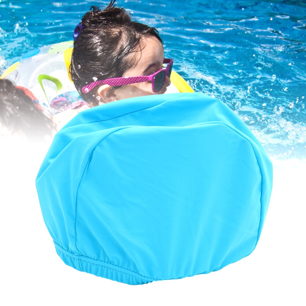 Soft Adult Swim Cap Polyester Cloth Fabric Bathing Cap Men and Women Swimming Hat Caps for Water Sports (Light Blue)
