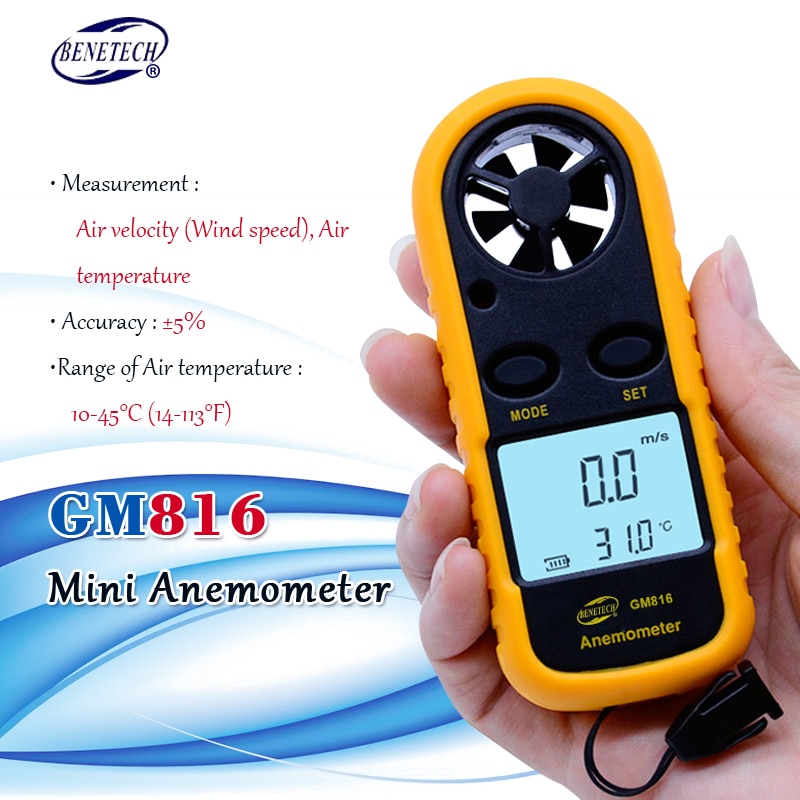 BENETECH GM816 Digital LCD CFM/CMM Thermo Anemometer + Infrared Thermometer For Wind Speed Gauge Meter Temperature