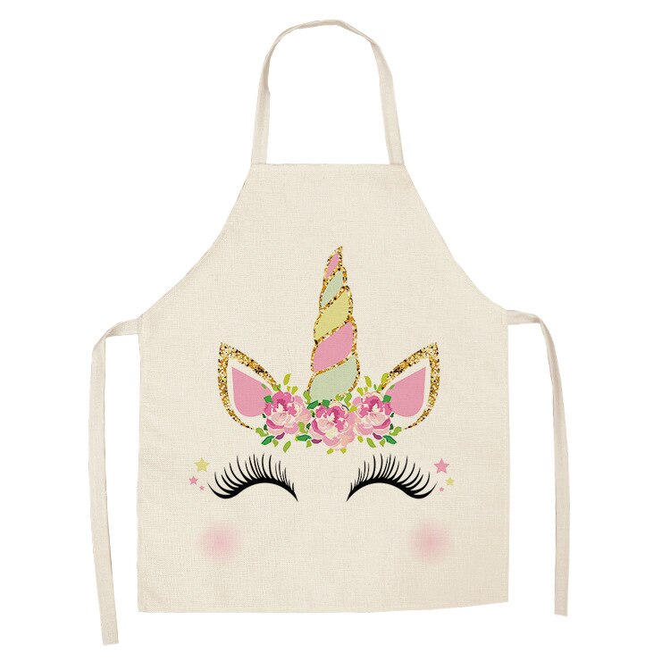 Unicorn Kitchen Apron Cartoon Parent-child Sleeveless Apron Cotton Linen Aprons for Adult Home Cleaning Tools Bibs: 23 / 38x47cm