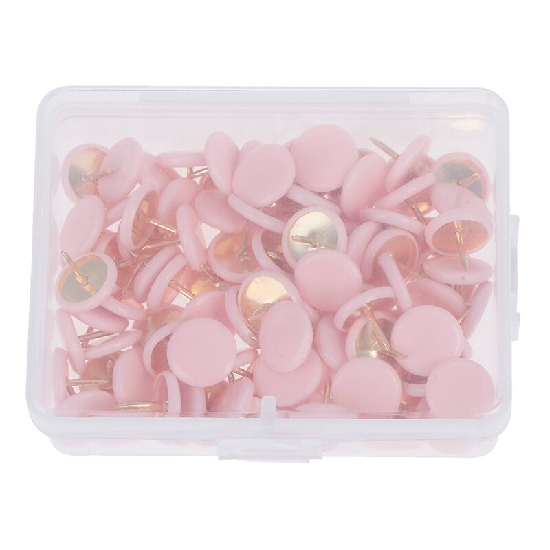 100Pcs Round Push Pins Notice Board Map Thumb Tacks Point Bulletin Drawing: Pink