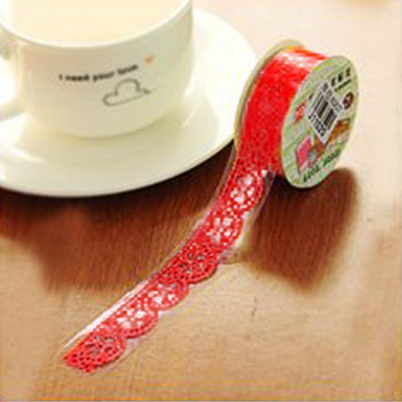 Kawaii cinta adhesiva de encaje de colores para decoración de álbum de fotos, decoración del hogar, cinta autoadhesiva de plástico