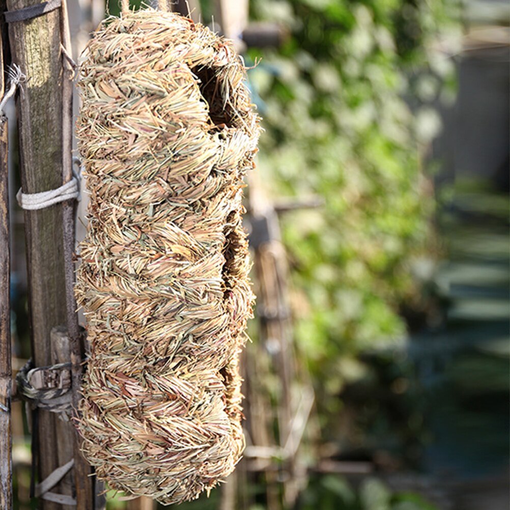 2 Pcs Straw Bird Nests Outdoor Bird Breeding Nests Hand-made Birdhouses