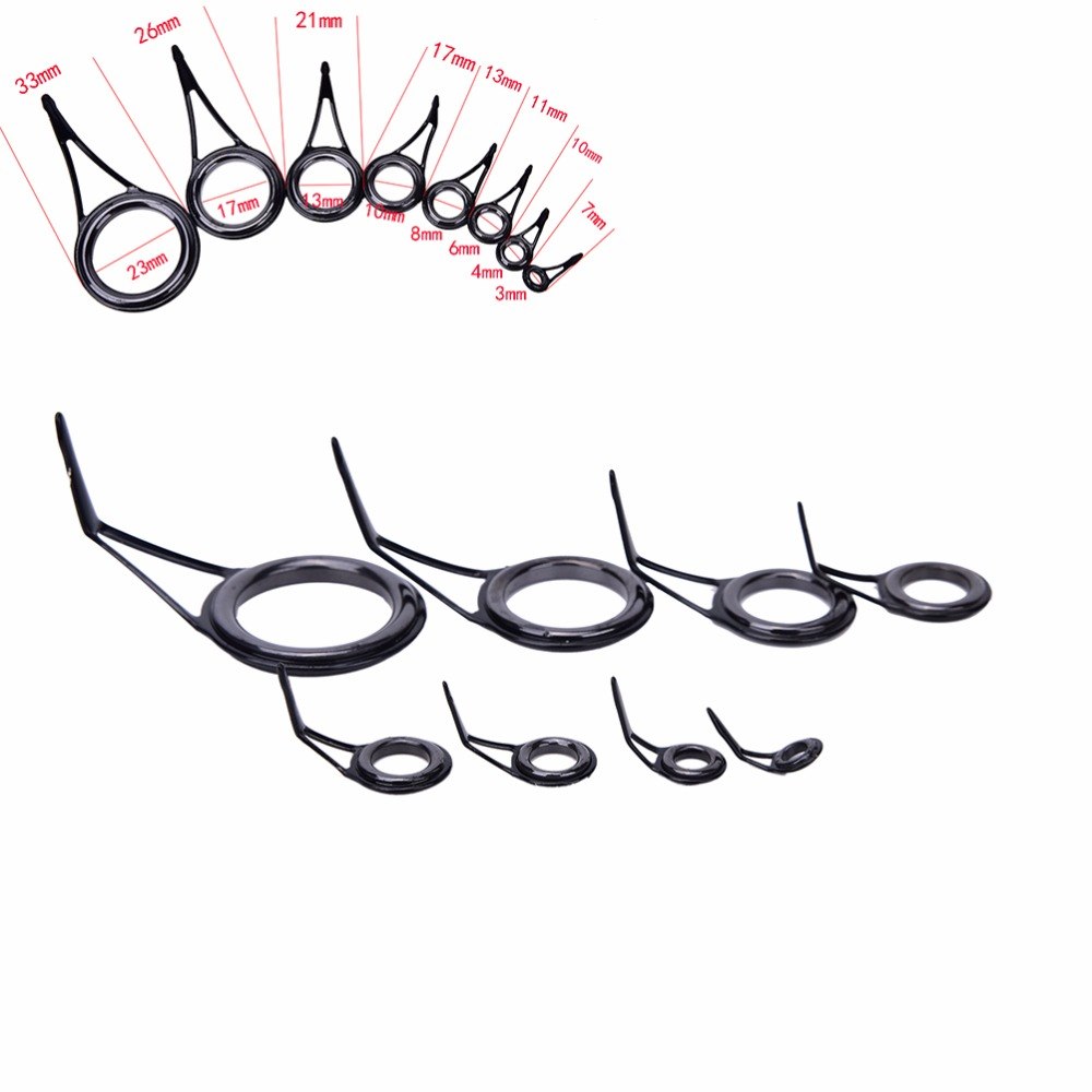 8 Stuks 6 #-30 #8 Size Hengel Gids Rvs & Keramische Tip Top Ring Cirkel pole Reparatie Kit Set Vissen Accessoires