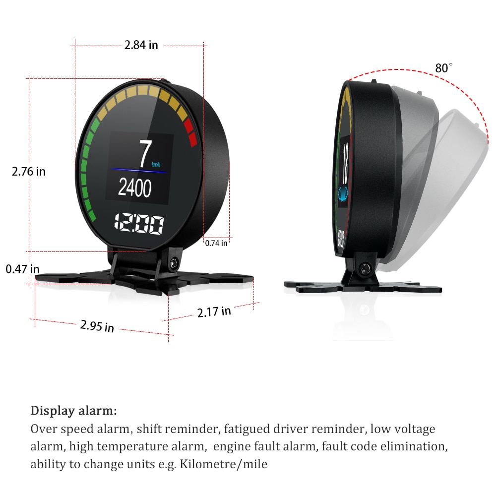 WIIYII P15 Head-Up Display HUD OBD2 Temperature Car KM/h MPH Turbo Boost Pressure Speed Projector On The Windshield For Car