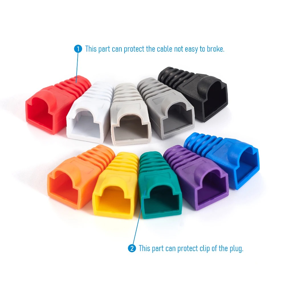 Blandet farve cat 5e cat 6 rj45 ethernet netværkskabel trækaflastningskapper kabelstik stikdæksel