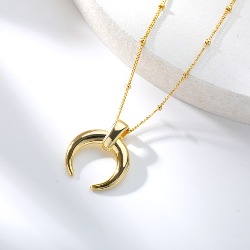 Måne vedhæng halskæde til kvinder krave guld splint farve rustfrit stål måne halvmåne halskæde collier femme smykker
