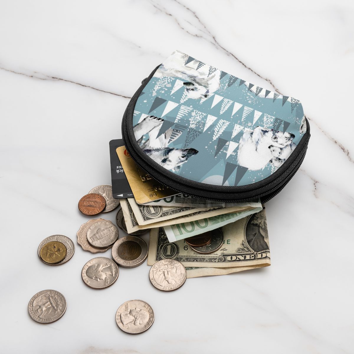 Damesportemonnee kort dames portemonnee portemonnee voor dames kaarthouder kleine damesportemonnee dames winter ijsbeer