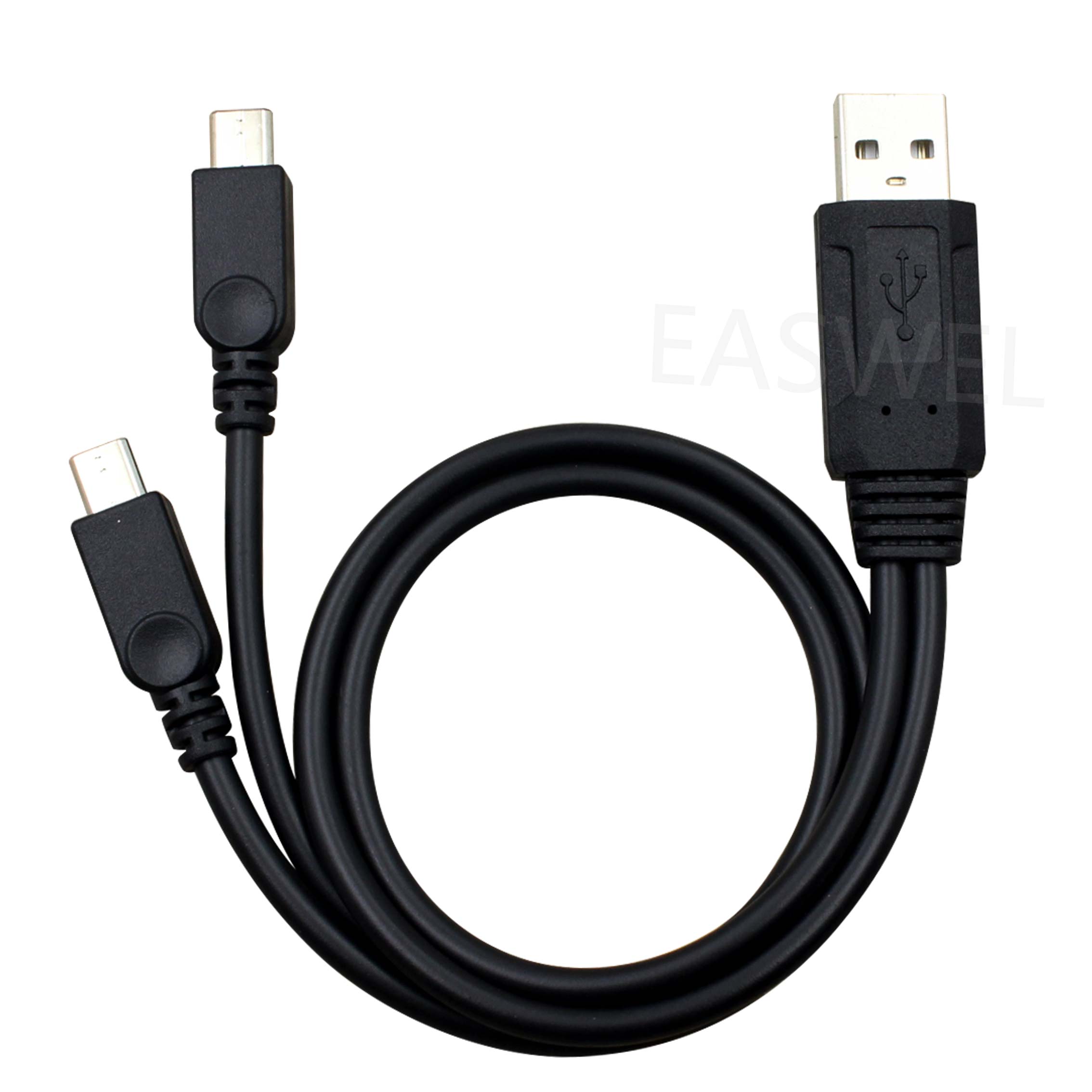 USB 2.0 A Male Plug to Dual 2 Micro Male Splitter Y Data Charge Cable Connector