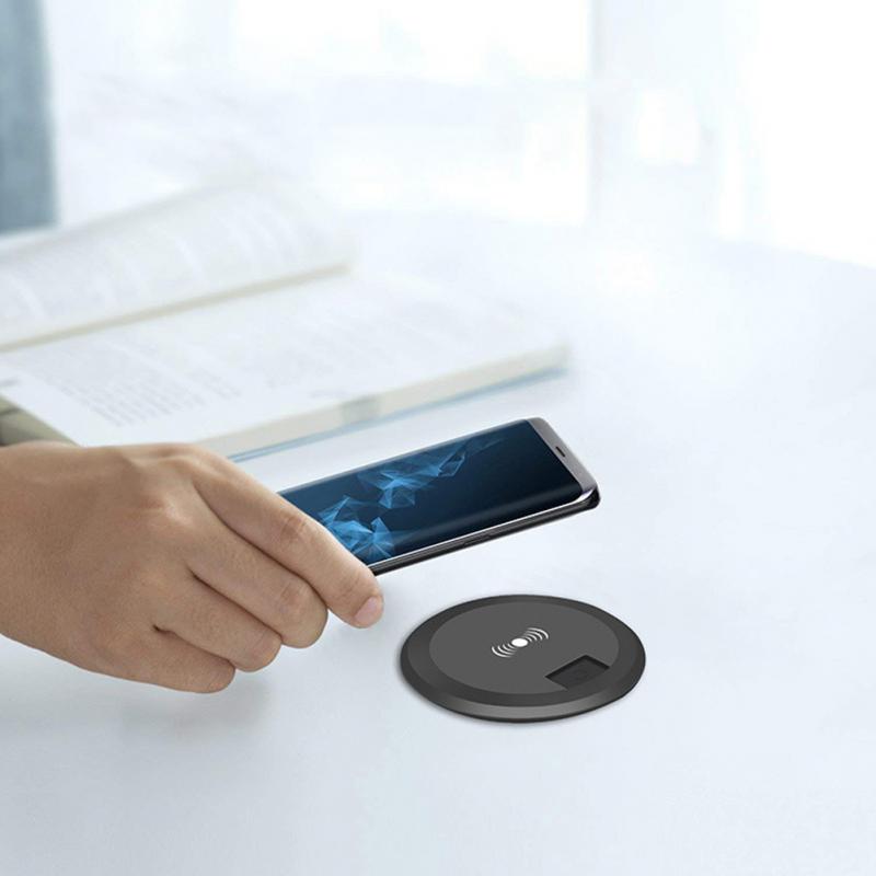 Meubles de bureau rapide téléphones mobiles maison USB Table intégrée ronde gain de place monté chargeur sans fil bureau en plastique