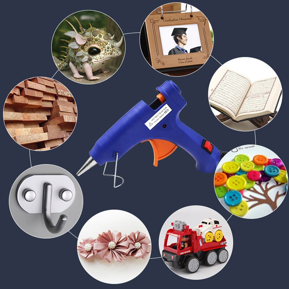 Mini pistolet à colle thermofusible 20W avec 1 pièce, bâtons de colle pour projets artisanaux de bricolage, de scellage et réparations quotidiennes rapides