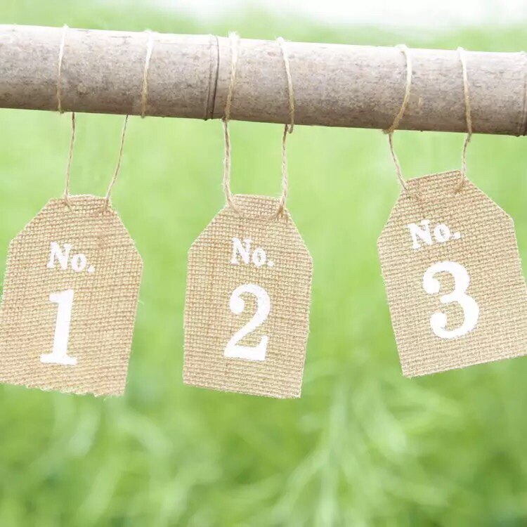 NO.1 to NO.10 jute Hessian burlap Table Number table cards rustic wedding decoration centerpieces mint green party supplies