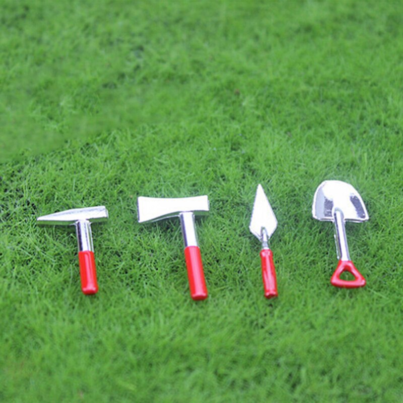 FAI DA TE Miniatura Irrigazione Metallo Può Spade Rastrello Attrezzi Da Giardino Per I Bambini Casa di Bambole Miniature Set di Accessori: 4