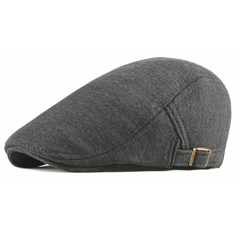 Vintage Mens Flat Ivy Cap Newsboy Gatsby Hat Women Pure Beret Hat Autumn Winter Warm Cotton Hat For Unisex: Dark gray