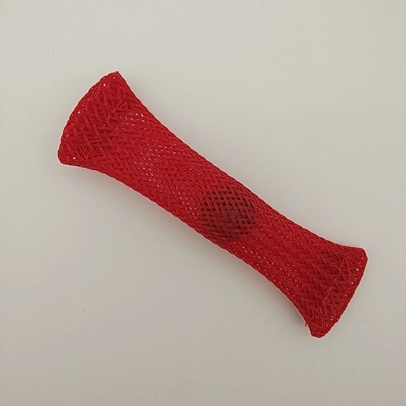 Tube de maille tissé avec billes balle autisme tdah anxiété thérapie jouets serrant Vent soulagement du Stress main Fidget jouet: Red