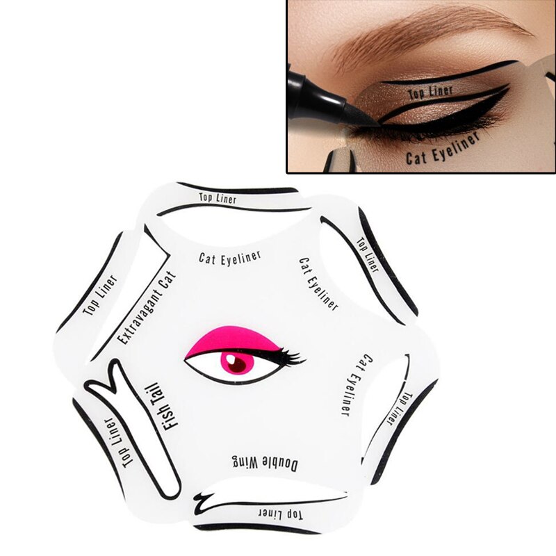 Eyeliner Tutorial 6 in 1 Make Eyeliner Stencil Klassieke Rokerige Ogen Template Quick Beauty Tool