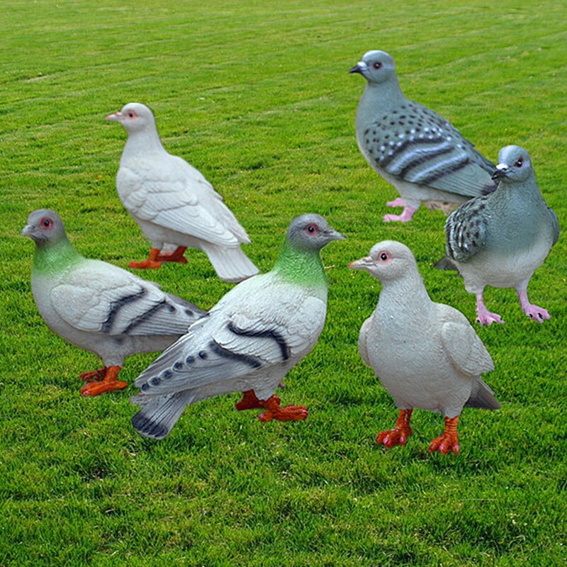 2 pcs High imitation outdoor garden pigeon statue,Resin animal modern art sculpture，Home garden decoration peace dove statue